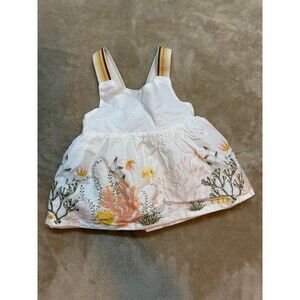 Cynthia Rowe Baby Girl Fishy Sleeveless Top Dress Shirt size 12M Ocean